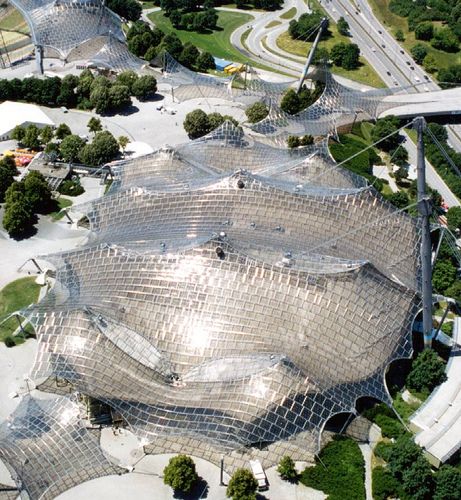 Munich Olympic Stadium Behnisch Frei Otto 1972 8 Munich Olympic Stadium, Frei Otto Architecture, Tensile Membrane, Stadium Architecture, Richard Rogers, Membrane Structure, Structural Engineer, Tensile Structures, Peter Zumthor