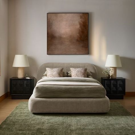 Queen Beds | West Elm Bedroom West Elm, West Elm Bedroom, West Elm Bedding, Modern Upholstered Beds, Built In Bed, Green Bedroom, Wood Bed Frame, Contemporary Bed, Room Planner