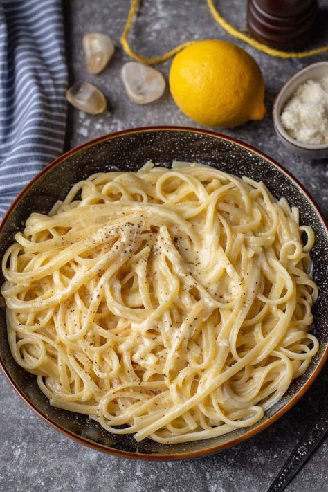 White Fish Pasta, Lemon Wine Sauce Pasta, Cheesy White Sauce Pasta, Lemon Cream Pasta Sauce, Garlic Pasta Sauce Recipe, Pasta With Lemon Cream Sauce, Celebrating Beltane, Lemon Pasta Sauce, Lemon Butter Sauce Pasta