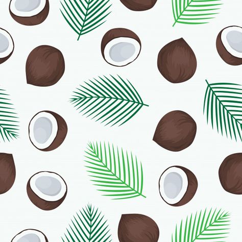 Coconut Graphic Design, Coconut Illustration, Coconut Tree Drawing, Coconut Pattern, Skincare Design, Coconut Fruit, Kawaii Fruit, Graphic Shapes Design, Graphic Shapes