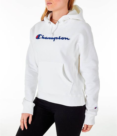 White Champion Hoodie, Champion Clothing, French Terry Hoodie, Usa Outfit, Champion Reverse Weave, Champion Hoodie, White Hoodie, Lightweight Hoodie, Workout Clothes