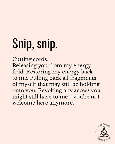 ✂️Release what no longer serves you. 🚪Exit, close the doors, cut the contact. 🎪No more allowing old patterns to run the show. Reclaim the power of choice. Reclaim control. 💋Comment “✂️” if this message resonates with you. 🖤🖤🖤 #letgoandletgod #releaseit #rebirth #innerwork #selfhealers #innerhealing #doingitforme #itspersonal #lovecoach #lovecoaching #confidencecoach #confidencecoaching Rebirth Quotes, Old Patterns, Holding Onto You, Let Go And Let God, Inner Healing, Energy Field, The Doors, No More, Coaching