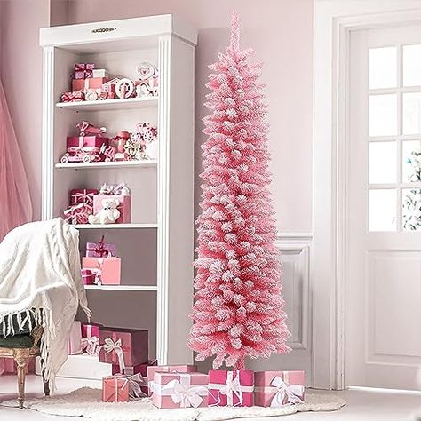 Anita singyah's Amazon Page Slim Xmas Tree, Slim Artificial Christmas Trees, Slim Christmas Tree, Spruce Christmas Tree, Flocked Christmas Trees Decorated, Fir Christmas Tree, Pencil Christmas Tree, Flocked Christmas Trees, Pink Christmas Tree