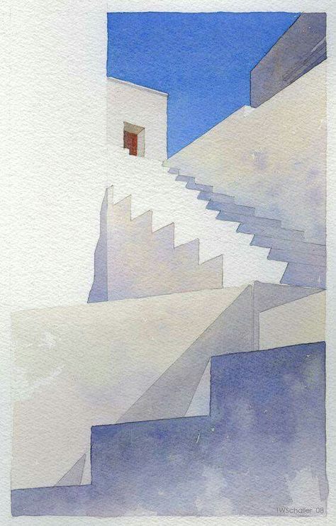 Thomas W Schaller, Watercolor Architecture, Minimalist Watercolor, Canvas For Beginners, Seni Cat Air, Art Aquarelle, 수채화 그림, Lukisan Cat Air, Watercolor Sketch