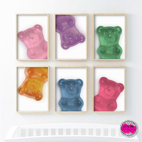 Candy Nursery, Candy Wall Art, Kids Gallery Wall, Candy Wall, Candy Room, Gallery Wall Printables, Modern Playroom, Candy And Chocolate, Bear Artwork