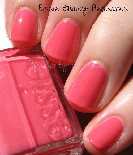 Guilty Pleasures Strawberry Pink Nails, Strawberry Nail Polish, Essie Pale Pink Polish, Essie Un Guilty Pleasures, Peachy Pink Nail Polish, Essie Coral Nail Polish, Essie Nail Polish Light Pink, Coral Nail Polish, Ten Nails