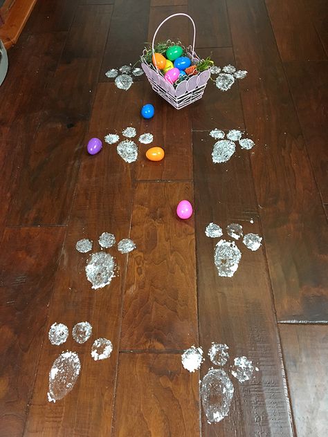 Easter Bunny Footprints | DIY Bunny Footprints Easter Bunny Tracks, Rabbit Footprints, Easter Bunny Footprints, Diy Bunny, Healthy Easter, Easter Morning, Toddler Easter, Easter Traditions, Easter Activities