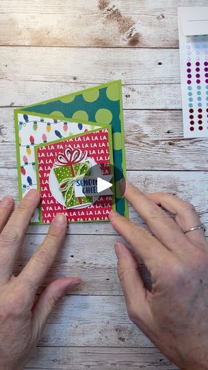 Sending Cheer Z Fold Card | The Sending Cheer stamp set by Stampin’ Up! is whimsical, bright, and fun! And, when paired with the Merry Bold & Bright designer series paper, it’s a... | By Made to Create with LisaFacebook Folded Christmas Cards, Tri Fold Cards, Birthday Cheers, Merry Bright Christmas, Paper Crafts Card, Stampin Up Christmas Cards, Stampin Up Christmas, Embossed Cards, Designer Series Paper