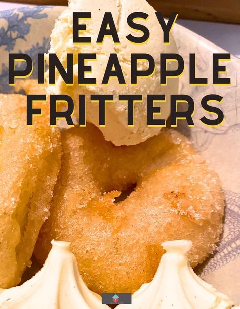 Air Fryer Pineapple Fritters, Pineapple Fritters Recipes, Pineapple Puffs Recipe, Pineapple Fritter Rings, Fried Pineapple Rings, Fried Pineapple Slices, Pineapple Doughnut, Deep Fried Pineapple, Fritter Batter Recipe