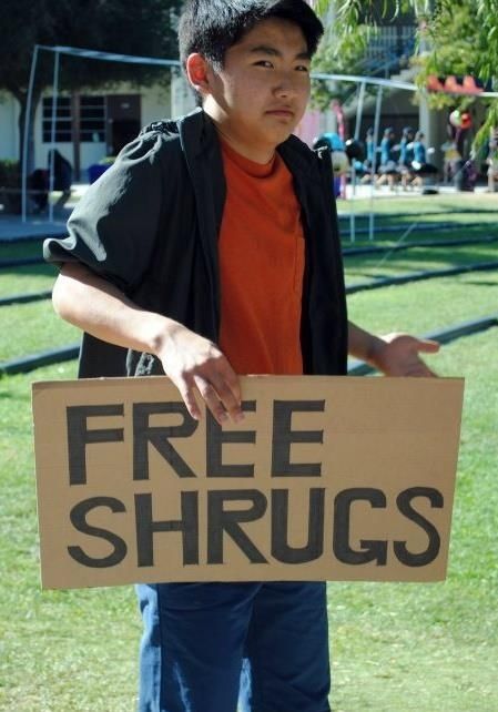 Free Shrugs - being funny while wearing your regular clothes Funny Commercial Ads, Shino Aburame, Funny P, Funny Commercials, Quote Poster, Have A Laugh, E Card, Laughing So Hard, The Villain