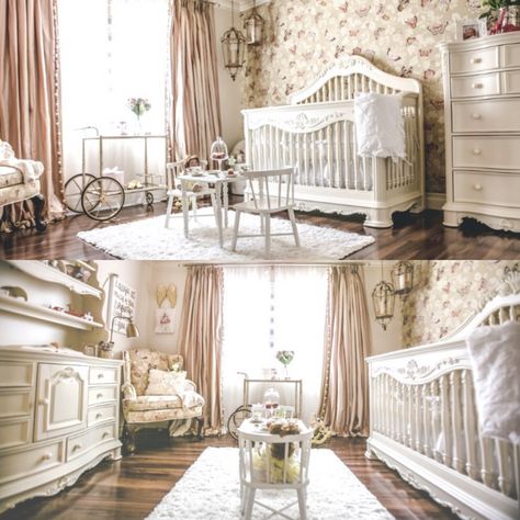 Victorian Nursery Victorian Nursery Ideas, Georgian Nursery, Victorian Style Nursery, French Country Nursery Ideas, Victorian Nursery Vintage, Fairytale Nursery Girl, Pink Vintage Nursery, Victorian Baby Nursery, Elegant Nursery Ideas