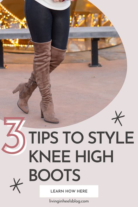 Casual Knee-high Boots With Reinforced Heel For Fall, Synthetic Knee-high Boots For Fall, How To Keep Over The Knee Boots Up, Brown Knee-high Boots For Fall, Casual Brown Knee-high Boots For Fall, How To Style Knee High Boots, Outfits With Knee High Boots, White Jeggings, Open Toe Boots