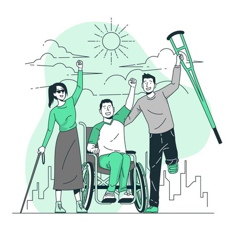 Disabled day concept illustration Free V... | Free Vector #Freepik #freevector #people #support #disability #diversity Support Illustration, Illustration Story, People Brand, Concept Illustration, Disabled People, Tableau Art, People Illustration, Line Illustration, Cartoon Illustration