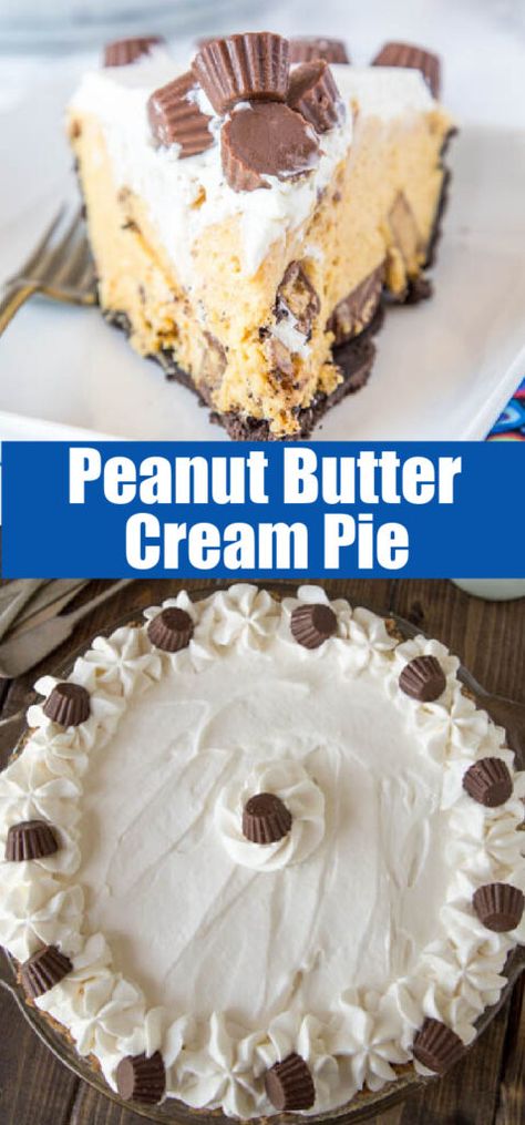 Butter Cream Pie Recipe, Pb Pie, Peanut Butter Pie Recipe No Bake, No Bake Peanut Butter Pie, Peanut Butter Cream Pie, Icebox Desserts, Peanut Butter Cream, No Bake Peanut Butter, Homemade Graham Crackers