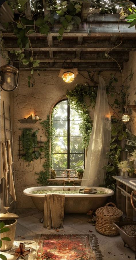 Fairy Bathroom, Forest Bathroom, Witchy Ideas, Dreamy Cottagecore, Snowy Pictures, Bathroom Garden, Bus Interior, Fairytale House, Zen Home Decor