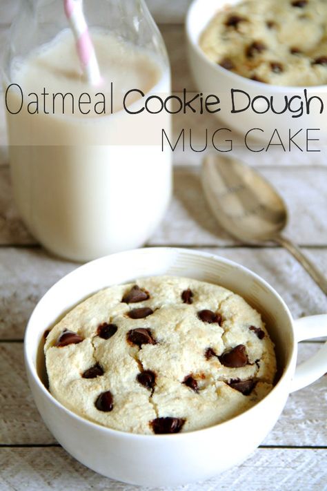 Oatmeal Cookie Dough Mug Cake -- satisfy your cravings in less than 5 minutes with this delicious gluten-free mug cake! Single-serve and made with healthy ingredients, it makes the PERFECT snack! || runningwithspoons.com Cookie Dough Mug Cake, Mug Oatmeal, Oatmeal Cookie Dough, Gluten Free Mug Cake, Cookie Mug, Gluten Free Oatmeal Cookies, Mug Cake Recipes, Mug Cake Healthy, Easy Mug Cake