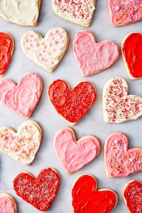 Heart Cookies - Delish.com Shaped Cookies, Valentine Desserts, Heart Shaped Cookies, Valentines Day Food, Valentines Day Cookies, Homemade Valentines, Valentine's Day Recipes, Valentines Day Treats, My Funny Valentine