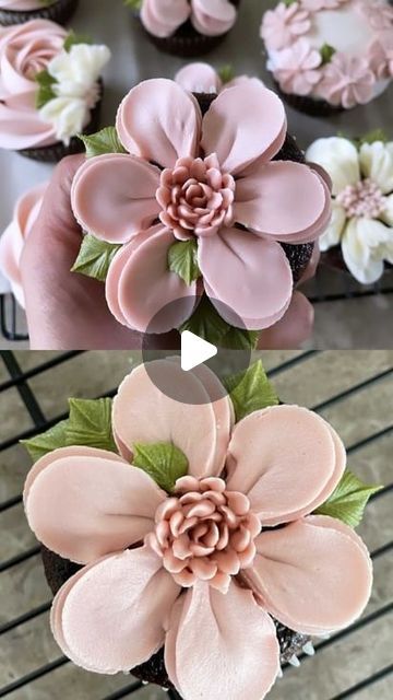 The Cupcake Sensation on Instagram: "🌸🌸🌸
Tip 104 / 59 
.
.
.
#buttercreamflowertutorial #floralcupcakes #buttercreamcakes #buttercreamcake #buttercream #buttercreamfrosting #floralcakes #floralcupcake #koreanbuttercreamflowers #cupcakesofinstagram #cupcakedecoratingvideo #cupcakebouquetcollab #cupcakebouquets #reels #reelsinstagram #summer #foodie #vancouver #yvreats #baker #bakersofinstagram #bakingvideo #flowercupcakes #buttercreamtutorial #bakery #vancouverbakery #art" Flower Cupcakes Piping Tips, Buttercream Lavender Flowers, Tiny Buttercream Flowers, Butter Cream Flowers Tutorial, Floral Cupcakes Tutorial, Buttercream Flowers Tutorial Step By Step, Floral Cupcake Ideas, Fall Floral Cupcakes, Easy Flower Cupcakes