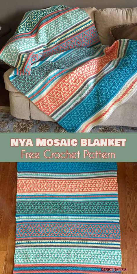 Mosaic Blanket, Mosaic Crochet, Crochet Blanket Afghan, Bonnet Crochet, Basic Crochet, Manta Crochet, Afghan Patterns, Afghan Pattern, Basic Crochet Stitches