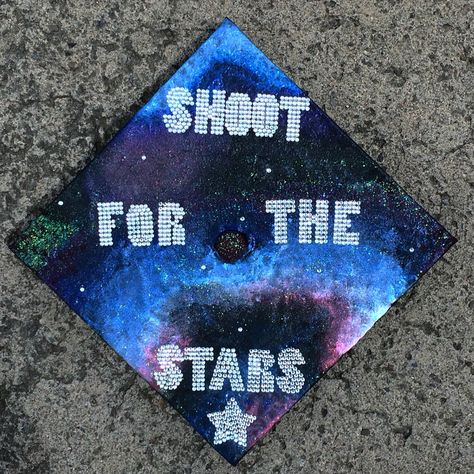 Galaxy Graduation Cap, High School Graduation Hairstyles, Graduation Hair, Grad Cap Decorated, Graduation Cap Decoration Diy, High School Graduation Cap, College Graduation Cap Decoration, Grad Cap Designs, Grad Caps