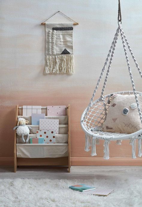 Boho Kids Bedroom, Book Sling, Boho Style Nursery, Big Kid Bedroom, Kids Bedroom Storage, Reading Nook Kids, Kids Storage Units, Country Style Bedroom, Girls Bedroom Makeover