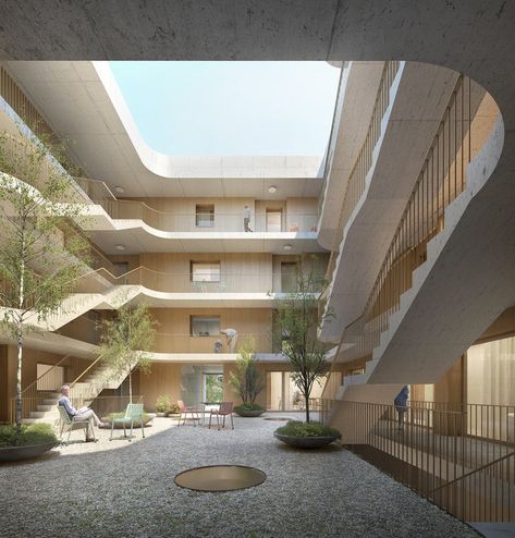 Filippo Bolognese Residential Architecture Facades, Social Housing Architecture, Residential Architecture Apartment, Architecture Courtyard, Collective Housing, Urban Housing, Viborg, Apartment Architecture, Social Housing