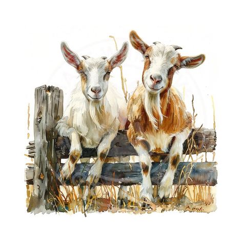 12 JPG Cute Goats on a Fence, Goat on a Farm Clipart, Printable Watercolor, High Quality JPG, Digital Download, Goat Craft, Junk Journals - Etsy Goat Craft, Goat Paintings, Farm Clipart, Farm Animals Decor, Goat Logo, Farm Animal Crafts, Goat Barn, Goat Art, Baby Farm Animals