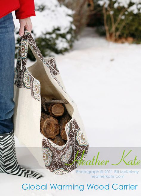 Firewood Carrier Diy, Loungewear Patterns, Canvas Log Carrier, Firewood Carrier, Wood Carrier, Carrier Pattern, Log Carrier, Little Candle, Bbq Camping