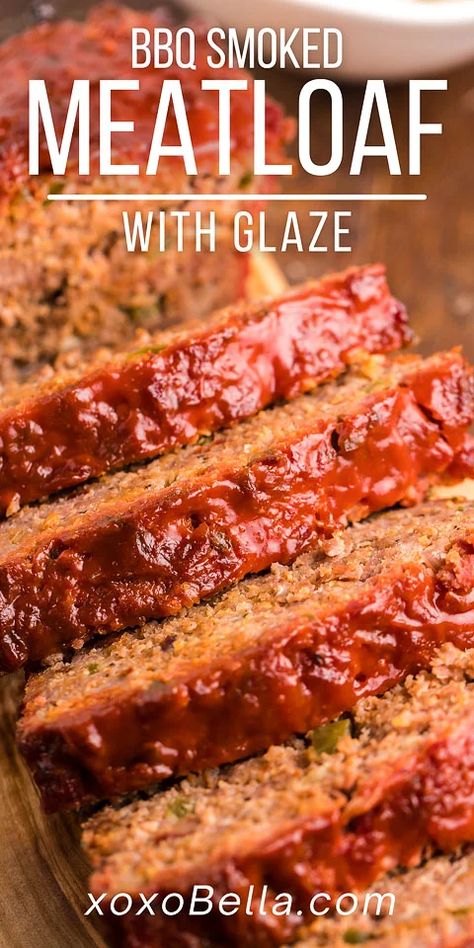 Meatloaf needs no introduction but BBQ smoked meatloaf is something you should know about! Seriously, this is an incredible smoker ground beef recipe you can make on a pellet grill or Traeger. The rich, meaty flavour and garlicky tomato meatloaf glaze will make you think you died and went to heaven. It really is that good. So if you want comfort food but also something deliciously different, try this BBQ smoked meatloaf. It really is the best smoked meatloaf recipe I ever tried! #grill #meatloaf Tomato Meatloaf, Meatloaf With Glaze, Meatloaf Glaze Recipe, Pork And Beef Meatloaf, Smoked Meatloaf Recipe, Meatloaf Glaze, Smoked Meatloaf, Meatloaf Dinner, Beef Meatloaf