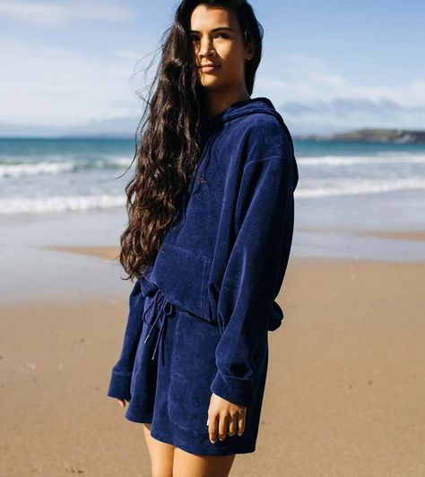 Women's Blue Towelling Hoodie - Robeston | Finisterre Towel Hoodie, Women Towel, Buy Hoodies, Women's Hoodies, Women's Sweatshirts, Womens Fleece, Summer Evening, Relaxed Style, Summer Days