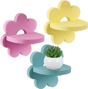 Suzile 3 Pcs Daisy Flower Plant Wall Shelf Kawaii Small Floating Shelves Cute Shelf Decor Boho Hanging Shelf for Girls Bedroom Bathroom Living Room Nursery, Yellow Pink Green Boho Hanging Shelf, Cute Shelf Decor, Plant Wall Shelf, Shelf Decor Boho, Small Floating Shelves, Nursery Yellow, Cute Shelf, Living Room Nursery, Hanging Shelf