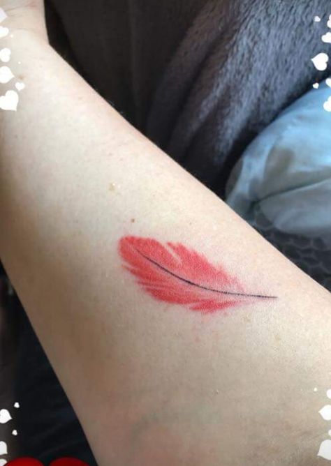 Gorgeous tattoo of an African Grey tail feather! Parrot Feather Tattoo, African Grey Tattoo, African Grey Parrot Tattoo, Red Feather Tattoo, Prince Tattoo, Little Prince Tattoo, Parrot Tattoo, Parrot Wings, Prince Tattoos