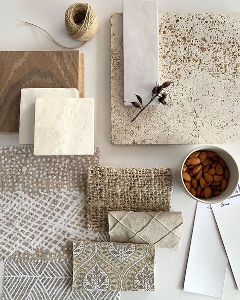 THE DESIGNORY on Instagram: “Tying together the beauty of tone on tone - this Neutral Coastal Home Moodboard is all about mimicking the landscape and bringing nature…” Home Moodboard, Interior Design Mediterranean, Material Color Palette, Modern Mediterranean Home, Tuscany Decor, Colour Mood, Materials Board Interior Design, Bathroom Projects, Colour Pallets