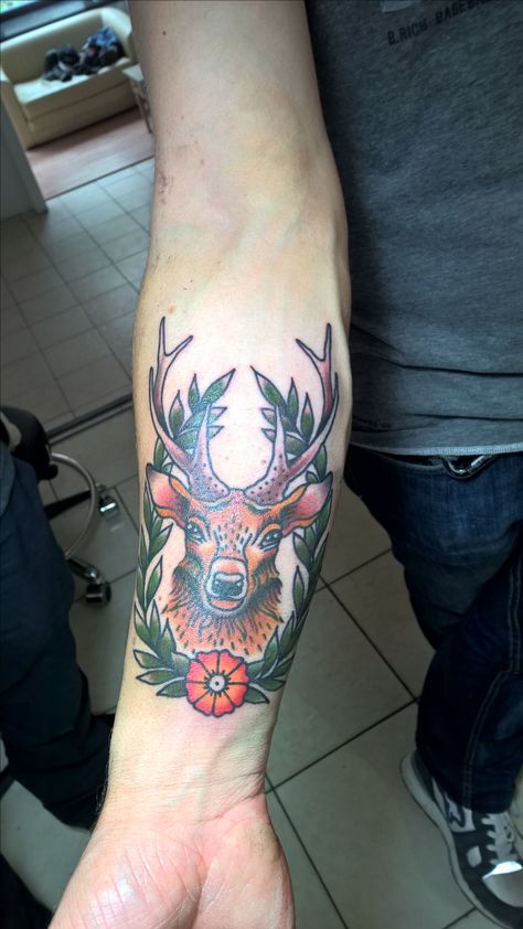 Stag Traditional Tattoo, White Stag Tattoo, Traditional Elk Tattoo, Traditional Deer Tattoo, Deer Tattoos, Deer Head Tattoo, Elk Tattoo, Deer Heads Mount, Stag Tattoo