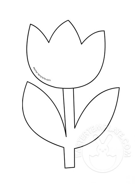 Printable Tulip Flower Template - Printable Word Searches 08A Spring Flower Template, Fabric Poppies, Tulip Template, Four Leaf Clover Drawing, Tulip Printable, Tulip Flower Drawing, Jam Ideas, Tulip Clipart, Tulip Drawing