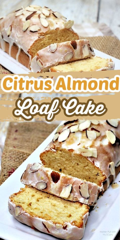 The Citrus Almond loaf Cake is something to enjoy with guests or to make for the day and snack on throughout. This Loaf is a delicious nutty cake with Almonds on top of a sugary glaze. All of these flavors combined with a twist of citrus adds to the recipe. Nutty Cake, Almond Loaf Cake, Almond Loaf, Kitchen Fun, Loaf Recipes, Almond Flavor, Dessert Buffet, Recipes Dessert, Loaf Cake