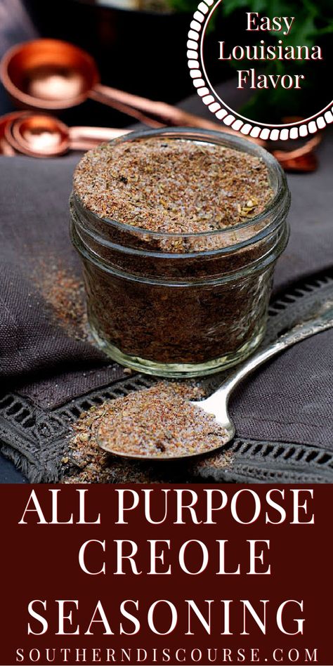 Add authentic Louisiana flavor to any dish with this quick & simple recipe for homemade Creole seasoning! It’s not too spicy, just the perfect combination of savory herbs and spices that brings out the best in almost anything! Perfect for chicken, pork, burgers, shrimp, fish, pasta, rice— just about anything– you’re going to love having this seasoning mix at your fingertips. Blacken Seasoning, Fish Seasoning Recipe, Cajun Seasonings, Spice Pantry, Southern Discourse, Fish Pasta, Homemade Dry Mixes, Homemade Seasoning, Dry Rubs