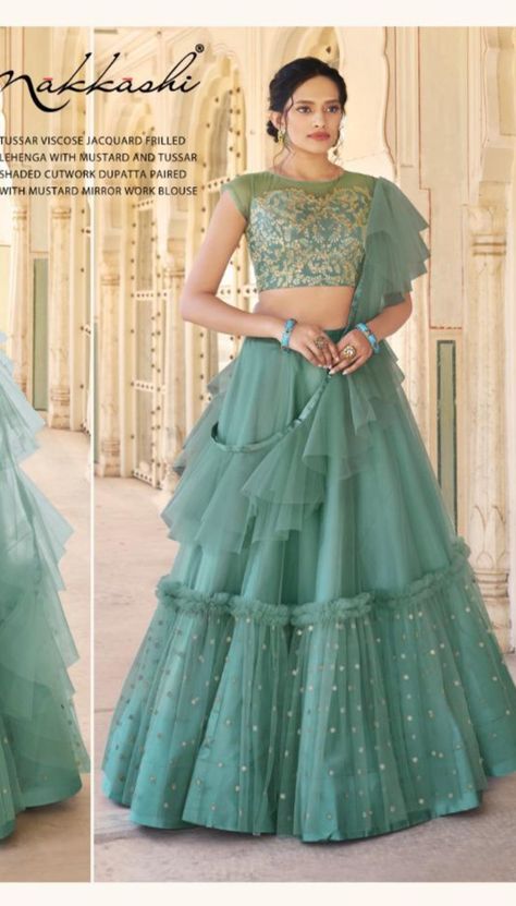 nakkashi eira satin silk gorgeous look lehngha catalog https://www.jhumarlalgandhi.com/portfolio/nakkashi/lehngha/nakkashi-eira-satin-silk-gorgeous-look-lehngha-catalog/ Contact on +919712677711 Teal Green Color, Asian Wedding Dress, Green Lehenga, Latest Designer Sarees, Net Lehenga, Lehenga Blouse, Designer Lehenga Choli, Zari Work, Wedding Lehenga