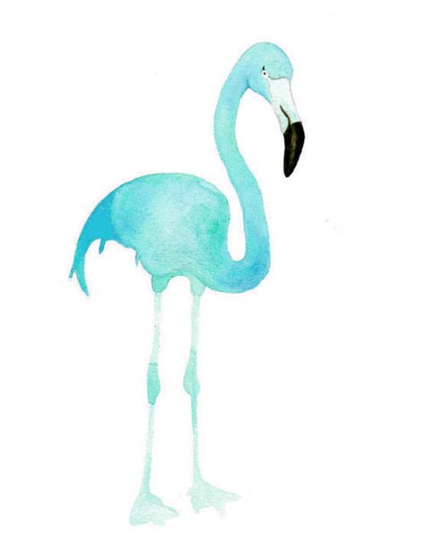 blue Blue Flamingo, Aqua Watercolor, Seaside Style, Flamingo Art, Pink Bird, Flamingo Print, Aqua Turquoise, Pink Flamingo, Tiffany Blue