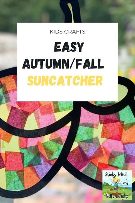 This super easy fall suncatcher craft looks so colorful in the window on a sunny autumnal day. #fallcrafts #kidsautumncrafts #suncatchercrafts #stickymudandbellylaughs Rainy Day Activities For Kids, Diy Suncatchers, Kids Fall Crafts, Fun Fall Crafts, Suncatcher Craft, Fall Craft, Fall Crafts For Kids, Autumn Crafts, Belly Laughs