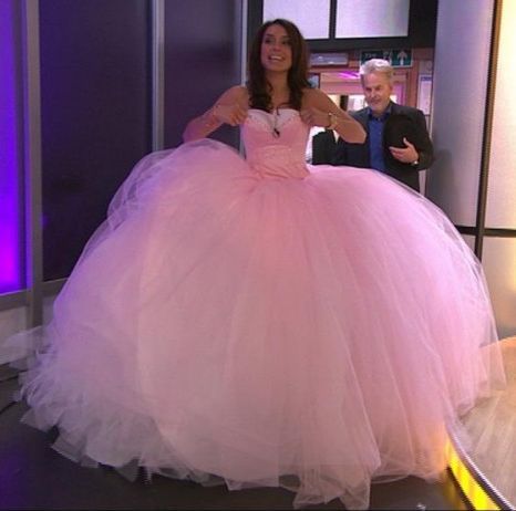 GYPSY wedding dresses pictures | Christine donned a Bit Fat Gypsy Wedding dress for Daybreak (Pic: ITV) Big Gowns, Irish Wedding Dresses, Puffy Prom Dresses, Pink Princess Dress, Poofy Dress, Champagne Evening Dress, Big Wedding Dresses, Big Dresses, Gorgeous Prom Dresses