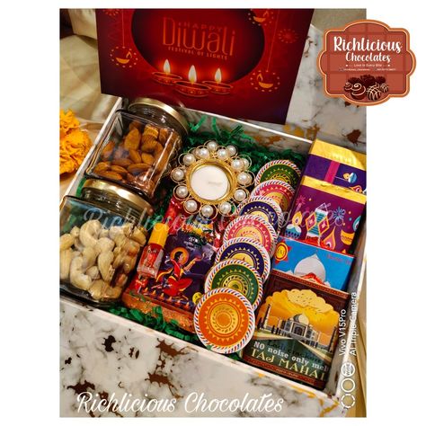 Diwali Chocolate Hampers, Diwali Hampers Baskets, Diwali Packaging, Diwali Boxes, Diy Diwali Gifts, Diwali Hampers, Handmade Hamper, Corporate Diwali Gifts, Chocolate Decor