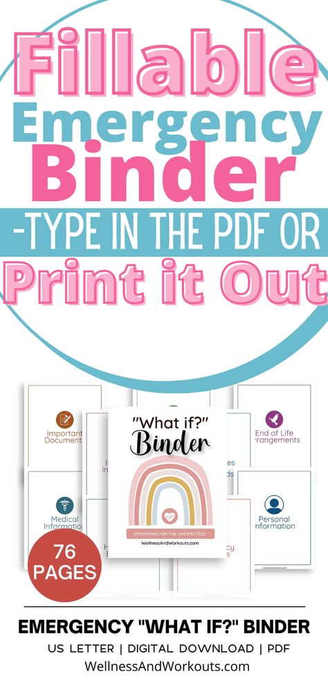 Use this Emergency Binder, Family Planner, What if Binder, Just in Case Binder, Life Planner, Obituary Template, Document Organizer, to get organized. This fillable PDF will bring peace of mind. Binder Templates Free, Emergency Binder Free Printables, Family Binder Free Printables, Emergency Binder Printables, Household Organization Binder, Life Binder Printables, Family Binder Organizer, Emergency Preparedness Binder, Medical Binder Printables