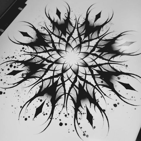 #tattoo #tattoos #inked #tattooart #tattooed #tattooideas #tattoodesign #tattooinspiration #tattoosleeve #tattooflash #inkedgirls #tattooedwomen  #InkLaughs  #TattooFails Abstract Mandala Tattoo, Gothic Mandala Design, Goth Mandala Tattoo, Gothic Geometric Tattoo, Creepy Mandala Tattoo, Dark Mandala Tattoo Design, Spooky Mandala Tattoo, Gothic Pattern Tattoo, Gothic Mandala Tattoo