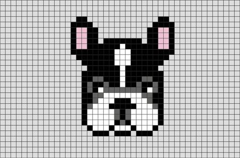 French Bulldog Pixel Art from BrikBook.com #FrenchBulldog #animal #pet #Dog #Breed #Frenchies #pixel #pixelart #8bit Shop more designs at http://www.brikbook.com French Bulldog Perler Beads, Pixel Art Dog, Dog Pixel Art, Minecraft Decoration, Tiny Cross Stitch, Hama Beads Patterns, Diy Perler Beads, Melting Beads, Beaded Cross Stitch