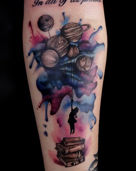 Floral Galaxy Tattoo, Celestial Tattoo Cover Up, Watercolor Shoulder Tattoo, Cosmic Tattoo Galaxies, Space Tattoo Ideas, Watercolor Galaxy Tattoo, Watercolor Tattoo Ideas, Cosmic Tattoo, Knuckle Tattoos