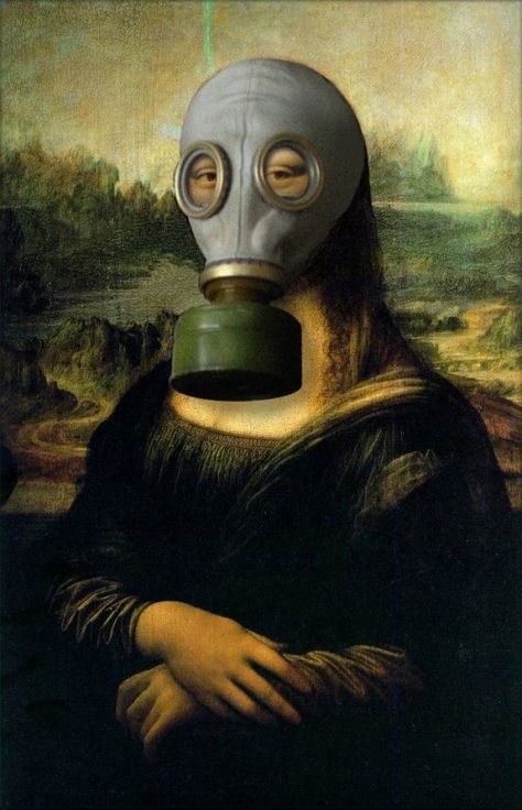 Mona Lisa Gas Mask Mona Lisa Louvre, Mona Lisa Parody, Funny Memes Images, Art Parody, Funny Profile, Coron, Funny Profile Pictures, Gas Mask, Funny Art