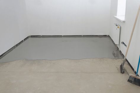 How to Pour Self-Leveling Concrete For Flawless Results How To Use Self Leveling Concrete, Diy Self Leveling Concrete Floor, Leveling Concrete Floor, Self Leveling Concrete Floor, Cobblestone Houses, Self Leveling Concrete, Self Leveling Floor, Concrete Floors Diy, Porch Repair