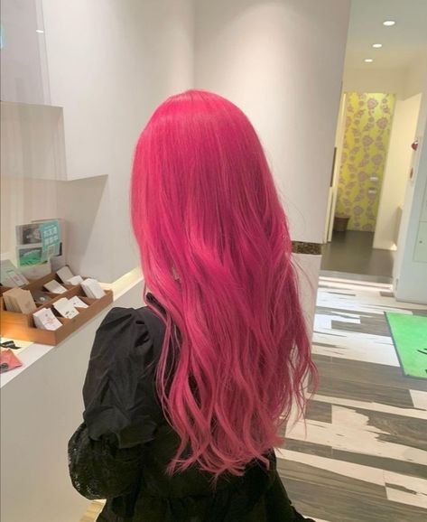 Dark Pink Hair Aesthetic, Neon Pink Hair, Brushing Hair, Dark Pink Hair, Ombre Hair Color Ideas, Bright Pink Hair, Pink Ombre Hair, Hot Pink Hair, Creative Hair Color