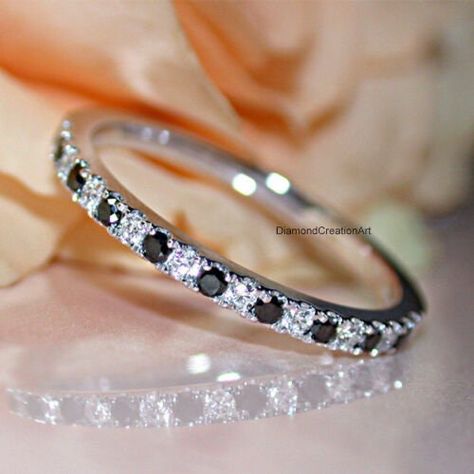 Black Diamond Wedding Bands, Wedding Band For Women, Diamond Eternity Wedding Band, Half Eternity Ring Diamond, Black Wedding Band, Diamond Anniversary Bands, Half Eternity Wedding Band, White Gold Wedding Bands, Black Diamond Ring